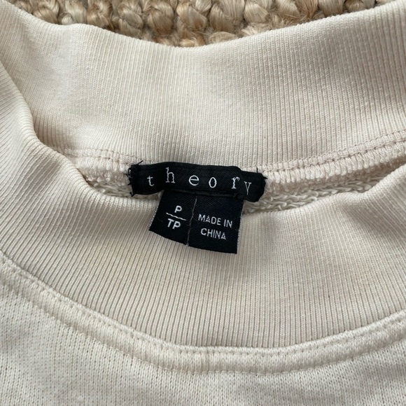 Theory Crewneck Sweatshirt with Terry side panels in Cream | size: Petite - Picture 2 of 6